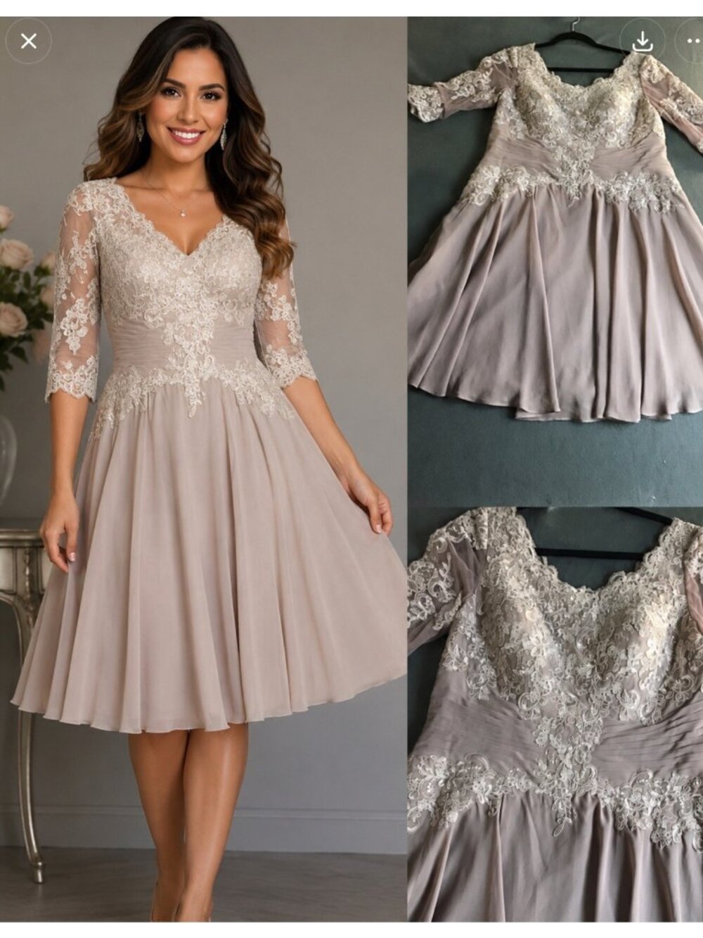 JJ House Taupe Steele Gray Formal Evening Dress Wedding & Special Occasions Sz M